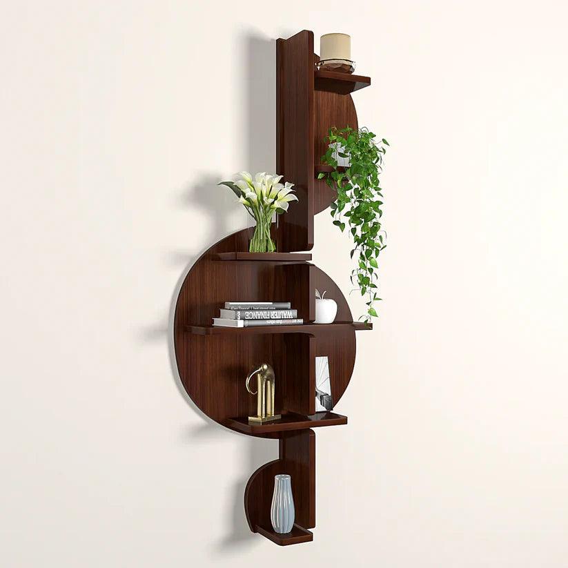 Music Note Backlit Designer Wooden Wall Shelf / Book Shelf / Night Light, Walnut Finish - Decor Mantra 