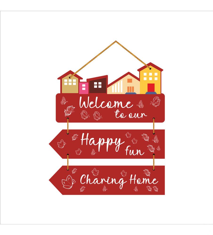 Welcome Home Quote Decorative Wall Art MDF Wooden Wall Hanger for Living Room | Bedroom | Home Décor | Gifts | Wooden Decoration Items | Artworks Wall Hangings (WH_5803N), Set of 3 - Decor Mantra 