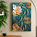 Modern Lotus With Koi Fish Acrylic Wall Art DECORMANTRA