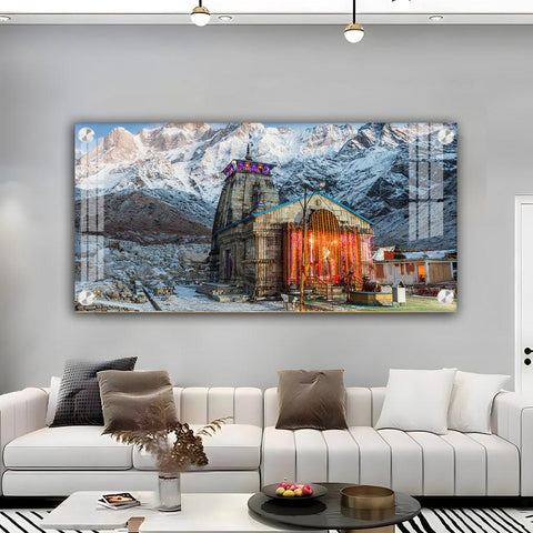 Kedarnath Temple Premium Acrylic Horizontal Wall Decor - Decor Mantra 