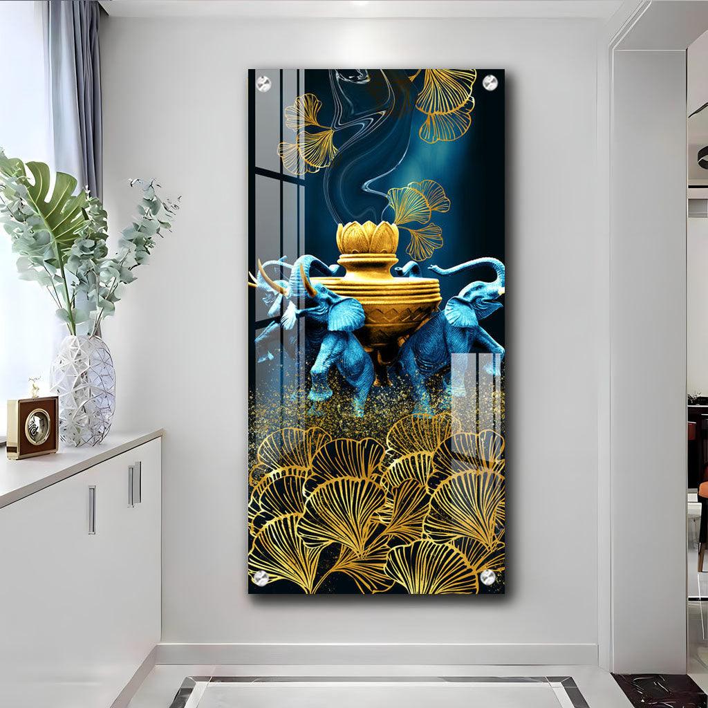 Contemporary Acrylic Wall Art Featuring Elephant and Leaf - Decor Mantra 