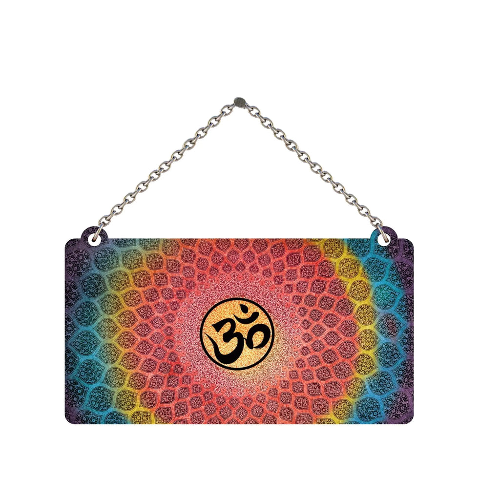 Om Peaceful Symbol Wooden Wall Hanger for Home|Office|Living Room|Gift - Harshita Craft