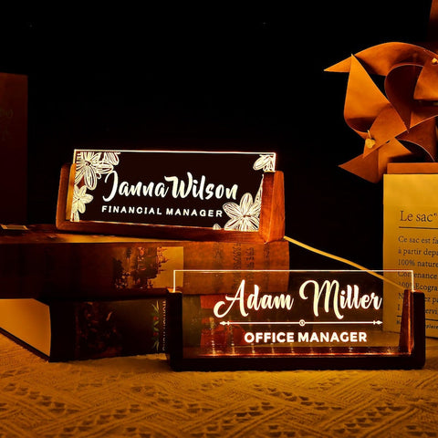 Personalized LED Desk Name Plate, Desk Accessories, Nameplate Sign, Office Gifts for Boss Coworkers, New Job Gift, College Graduation Gifts