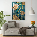 Modern Lotus With Koi Fish Acrylic Wall Art DECORMANTRA