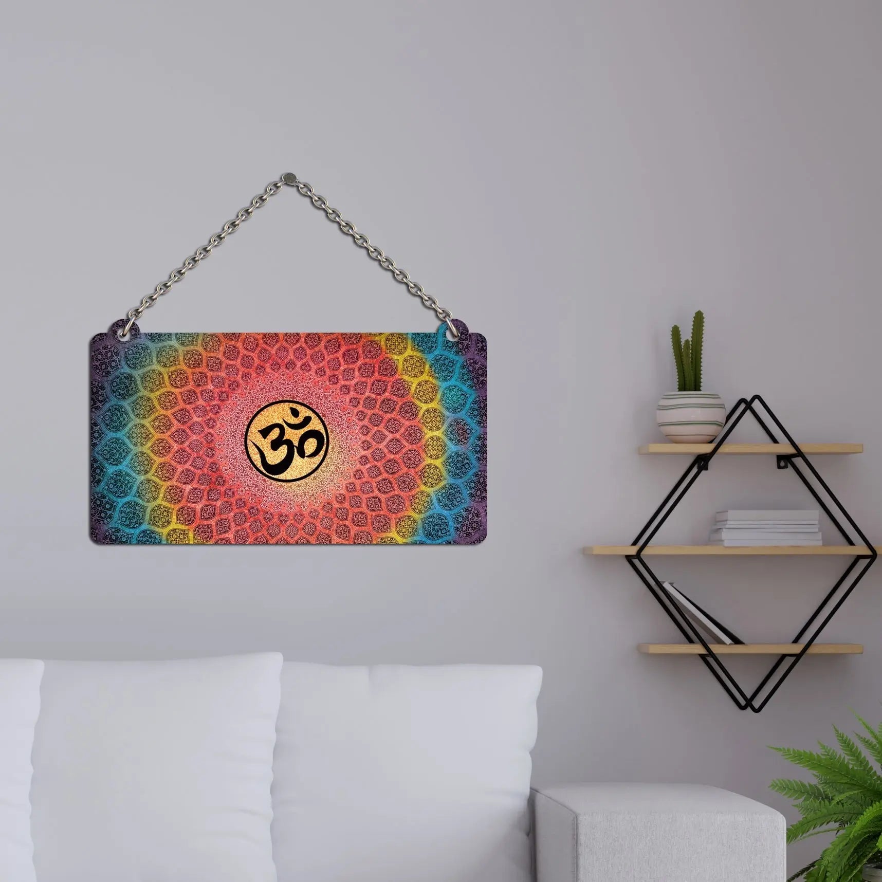 Om Peaceful Symbol Wooden Wall Hanger for Home|Office|Living Room|Gift - Harshita Craft