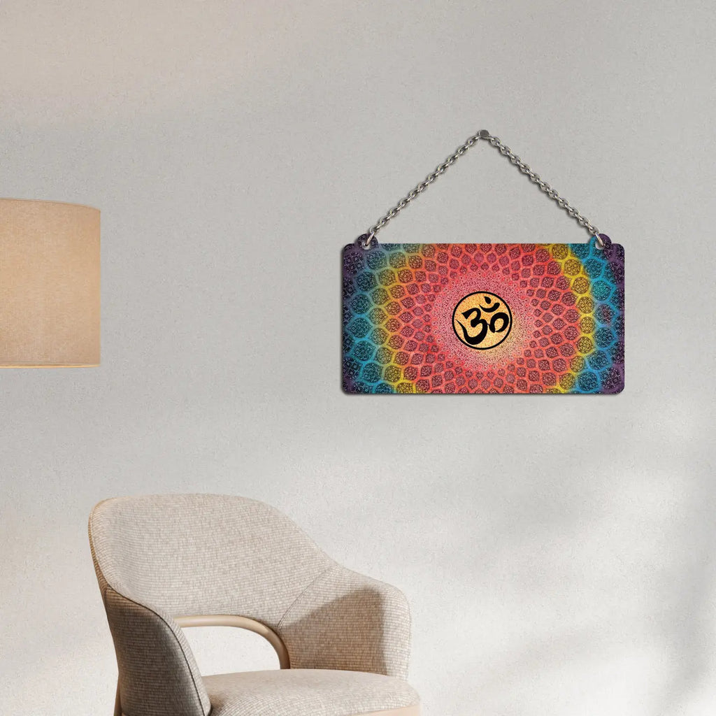 Om Peaceful Symbol Wooden Wall Hanger for Home|Office|Living Room|Gift - Harshita Craft