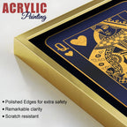 Golden Card of King and Queen Acrylic Floating Wall Painting Set of 2 - Decor Mantra 