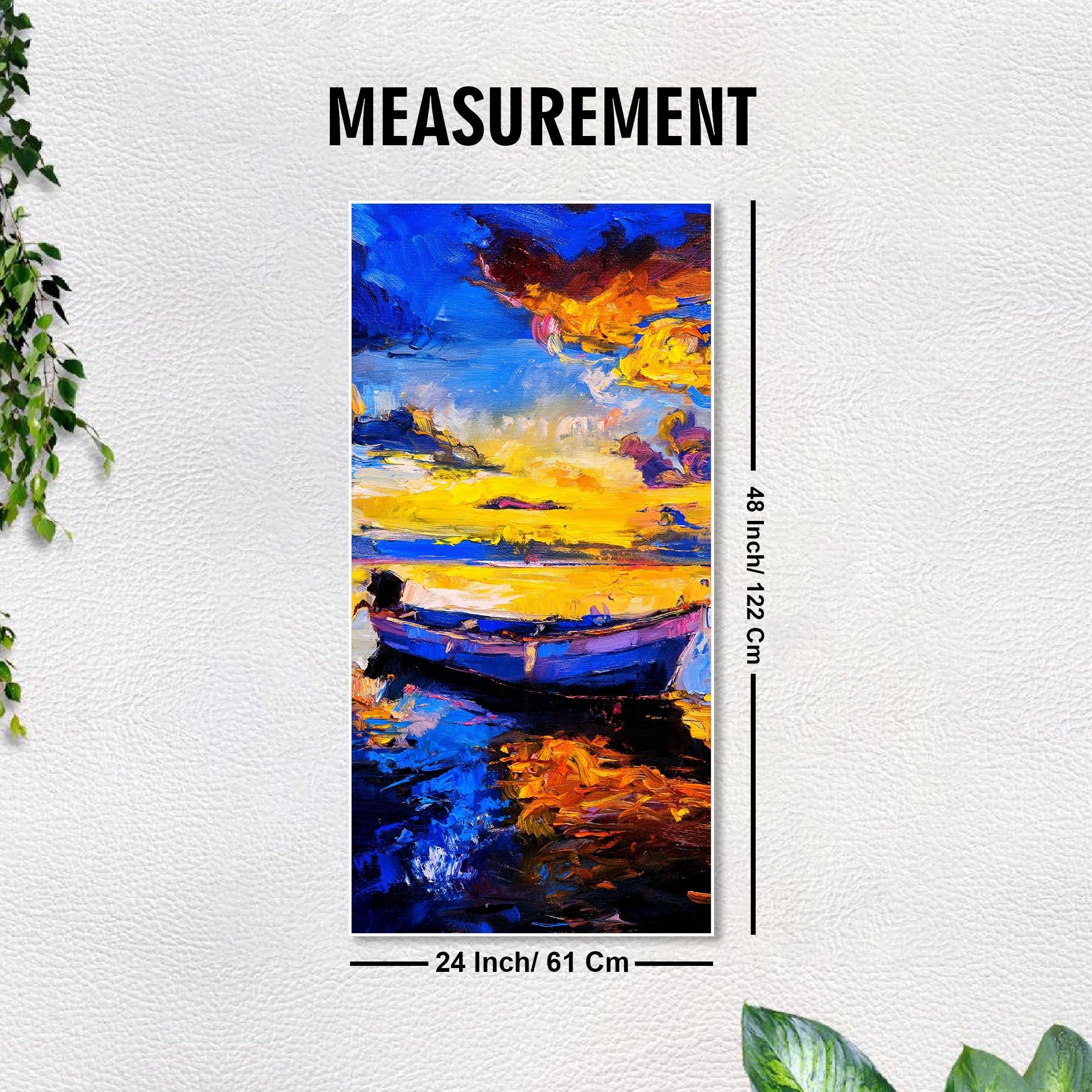 Boat & Sunset Floating Canvas Wall Painting - Decor Mantra 