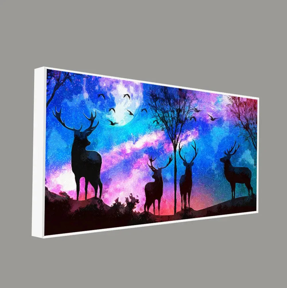 Deer Silhouette Colorful Sky Wall Painting - Decor Mantra 