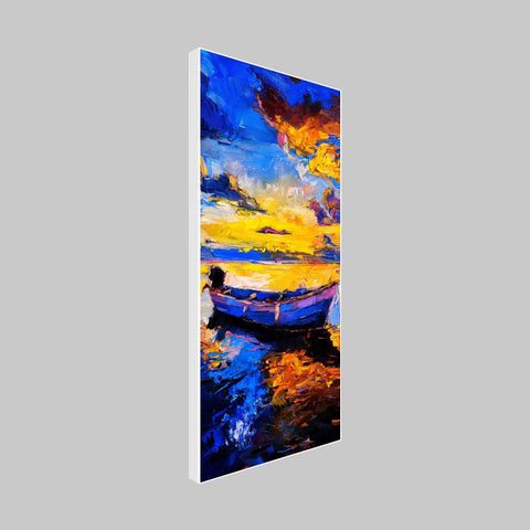 Boat & Sunset Floating Canvas Wall Painting - Decor Mantra 