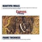 Elephant Family in the Forest Textured Art Premium Wall Painting - Decor Mantra 