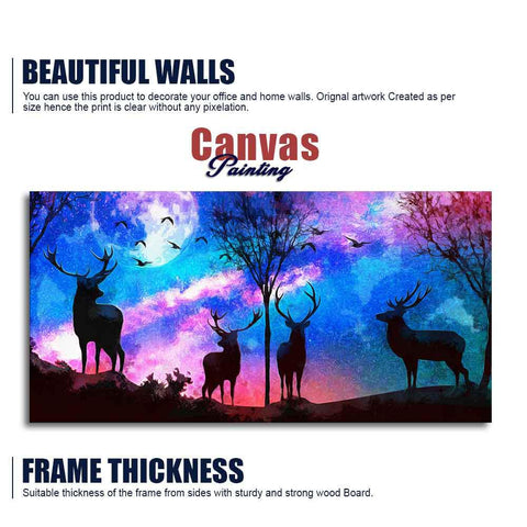 Deer Silhouette Colorful Sky Wall Painting - Decor Mantra 