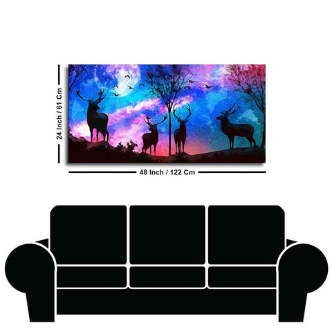 Deer Silhouette Colorful Sky Wall Painting - Decor Mantra 