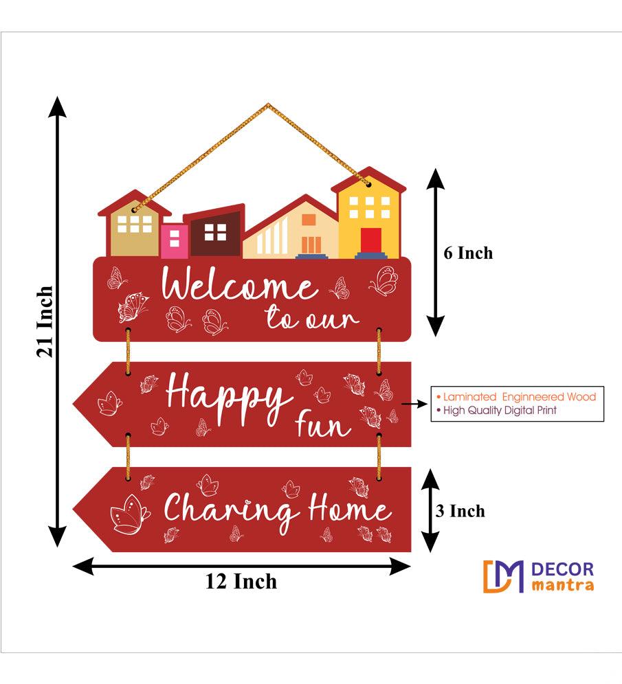 Welcome Home Quote Decorative Wall Art MDF Wooden Wall Hanger for Living Room | Bedroom | Home Décor | Gifts | Wooden Decoration Items | Artworks Wall Hangings (WH_5803N), Set of 3 - Decor Mantra 
