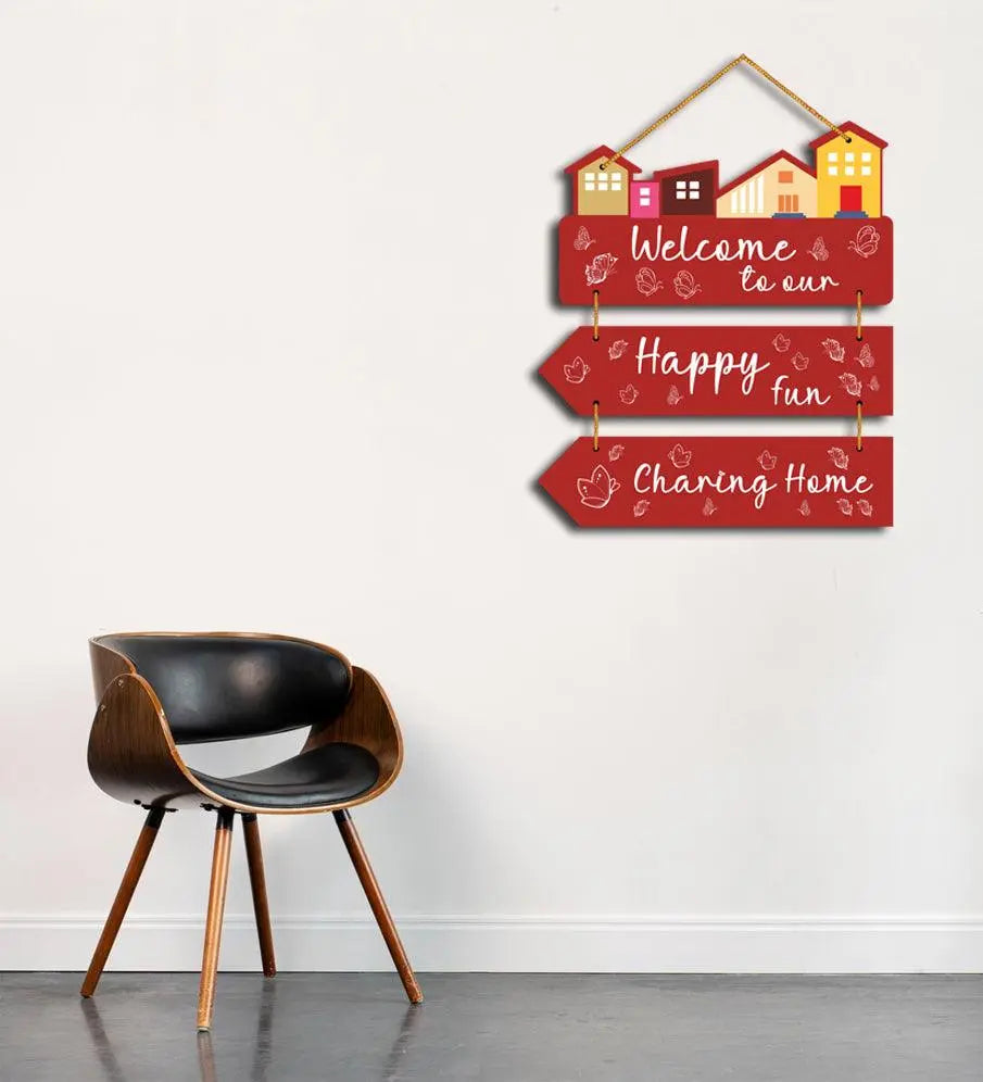 Welcome Home Quote Decorative Wall Art MDF Wooden Wall Hanger for Living Room | Bedroom | Home Décor | Gifts | Wooden Decoration Items | Artworks Wall Hangings (WH_5803N), Set of 3 - Decor Mantra 