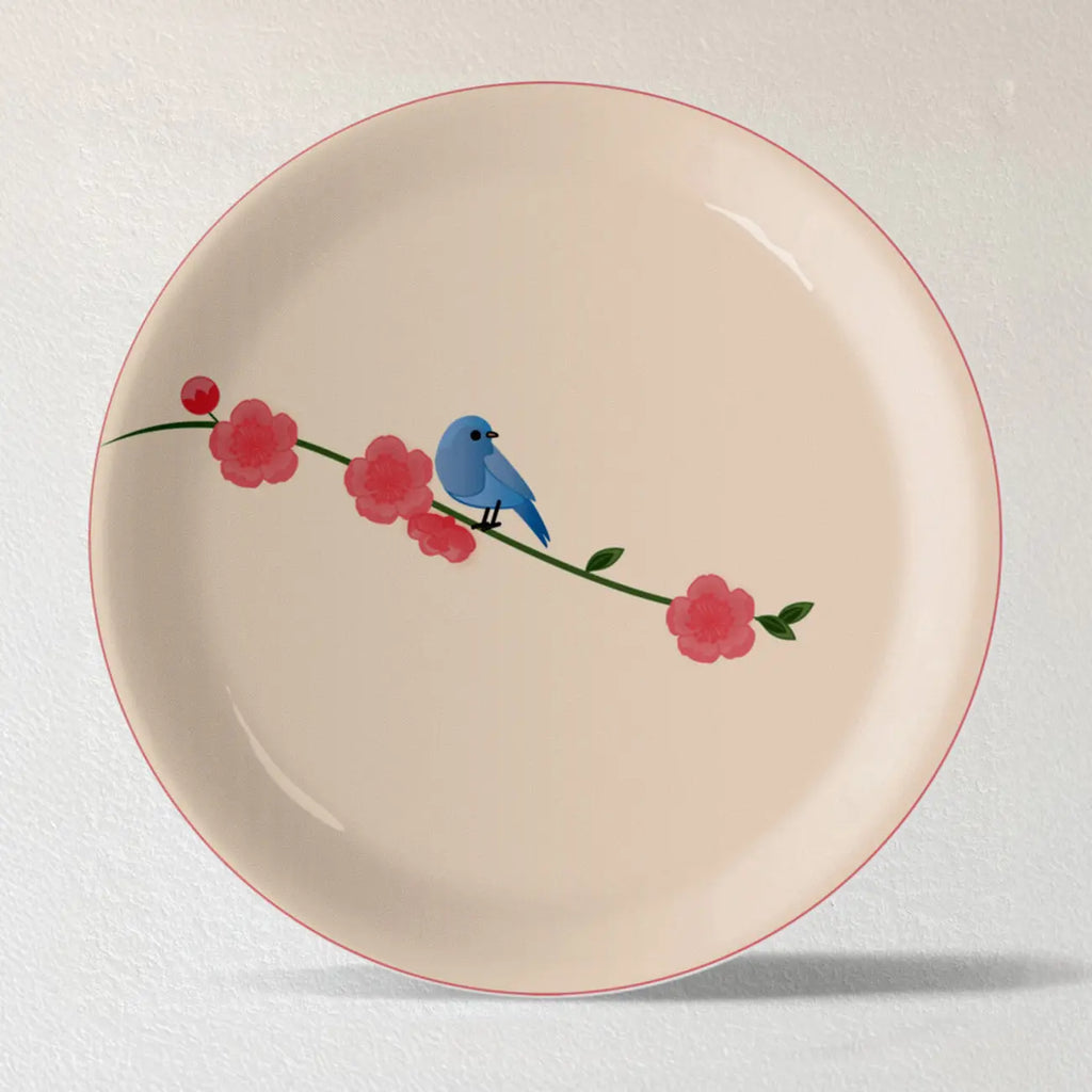 Nature Art for Every collage porcelain plate Set of 3 - Harshita Craft