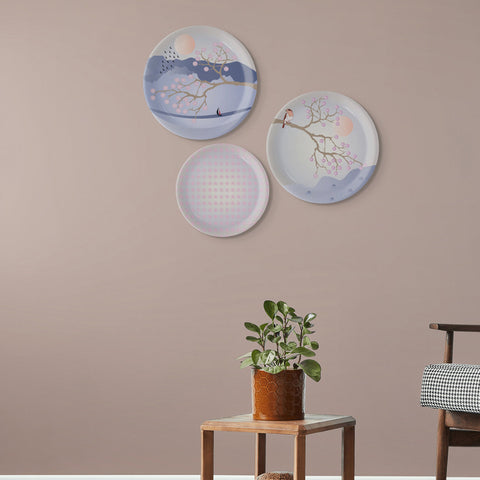 Spring-Inspired Art for Serene Spaces collage porcelain plate Set of 3