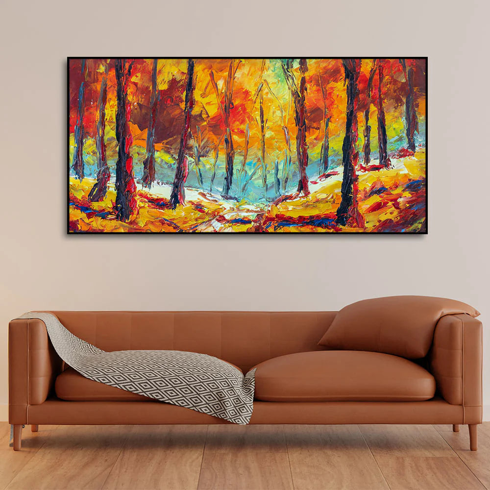 Nature Wall Painting of Colorful Autumn Season Forest DECORMANTRA