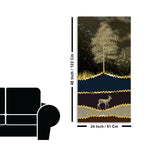 Night Landscape with Blue and golden Deer Premium Canvas Wall Painting DECORMANTRA