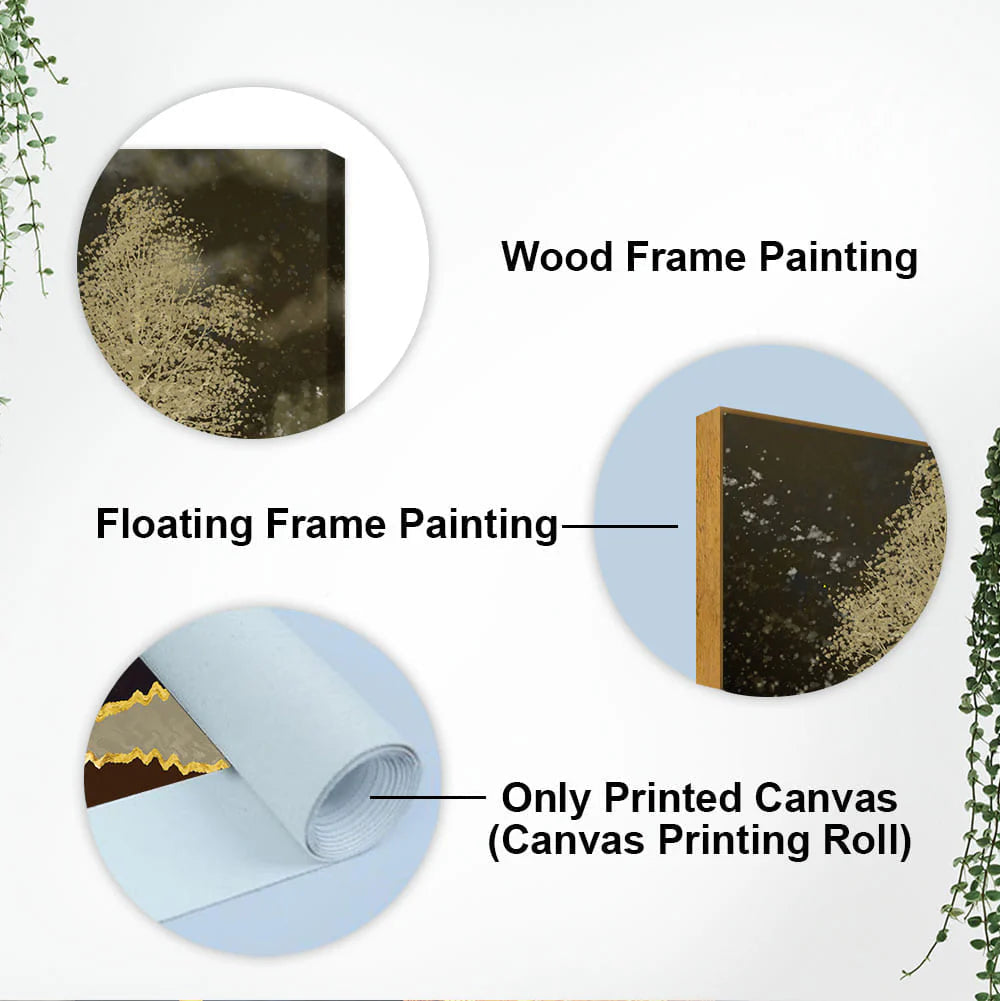 Night Landscape with Blue and golden Deer Premium Canvas Wall Painting DECORMANTRA