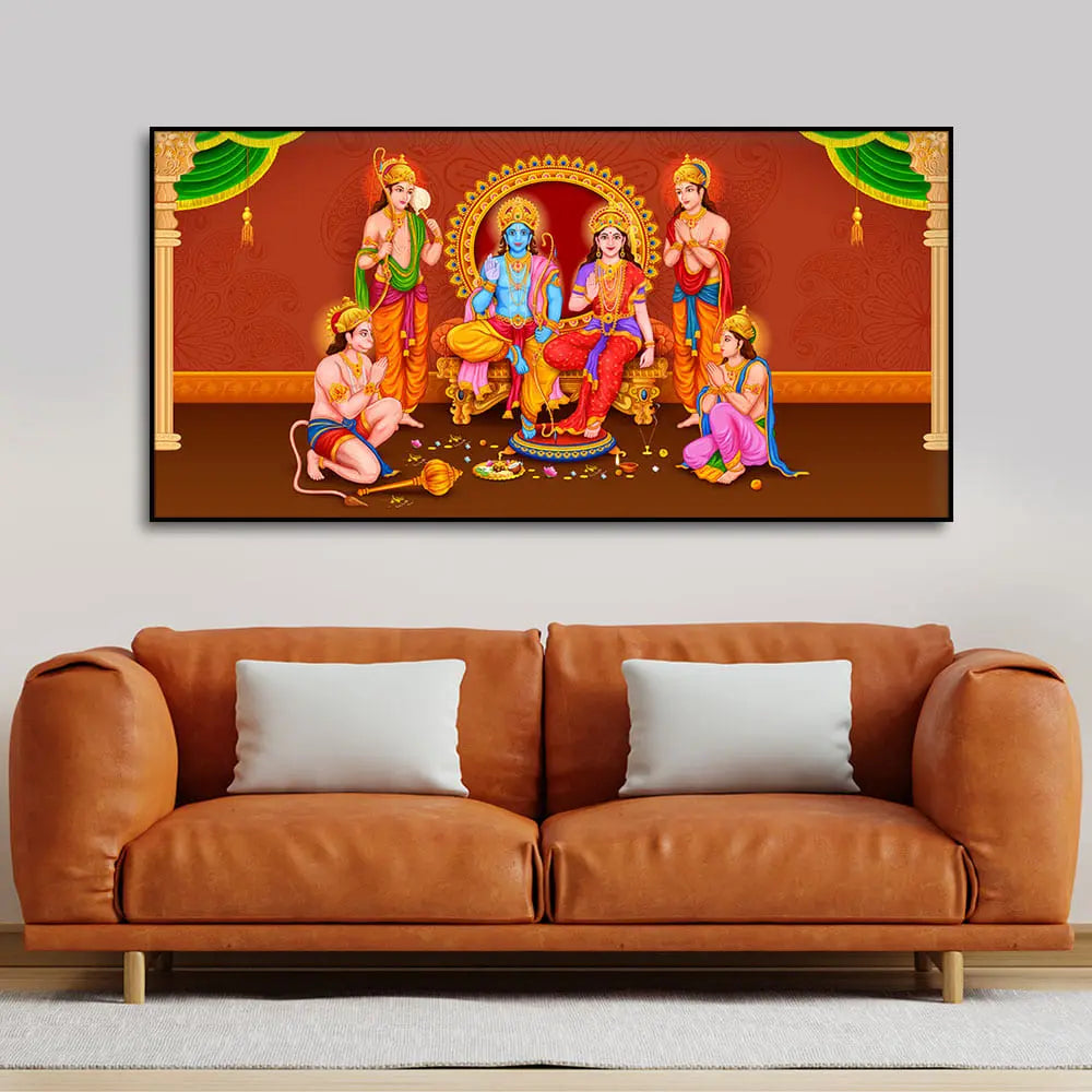Lord Ram Darbar Canvas Wall Painting - Harshita Craft