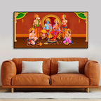 Lord Ram Darbar Canvas Wall Painting - Harshita Craft