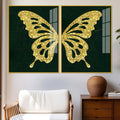Golden Sparkling Butterfly Acrylic Floating Wall Painting Set of - Decor Mantra 