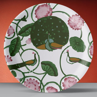 Pichwai Floral Print Porcelain Wall Plate