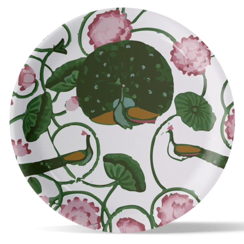 Pichwai Floral Print Porcelain Wall Plate - Harshita Craft