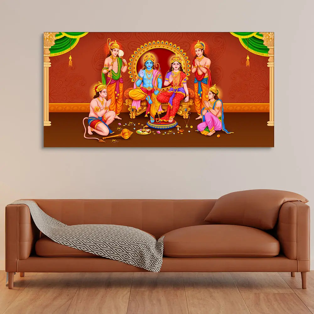 Lord Ram Darbar Canvas Wall Painting - Harshita Craft