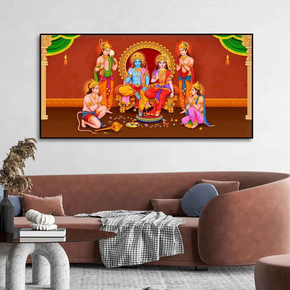 Lord Ram Darbar Canvas Wall Painting - Harshita Craft