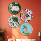 Pichwai Floral Print Porcelain Wall Plate - Harshita Craft