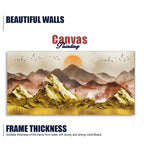 Golden Mountains and Birds Scenery Premium Canvas Wall Painting Decor Mantra
