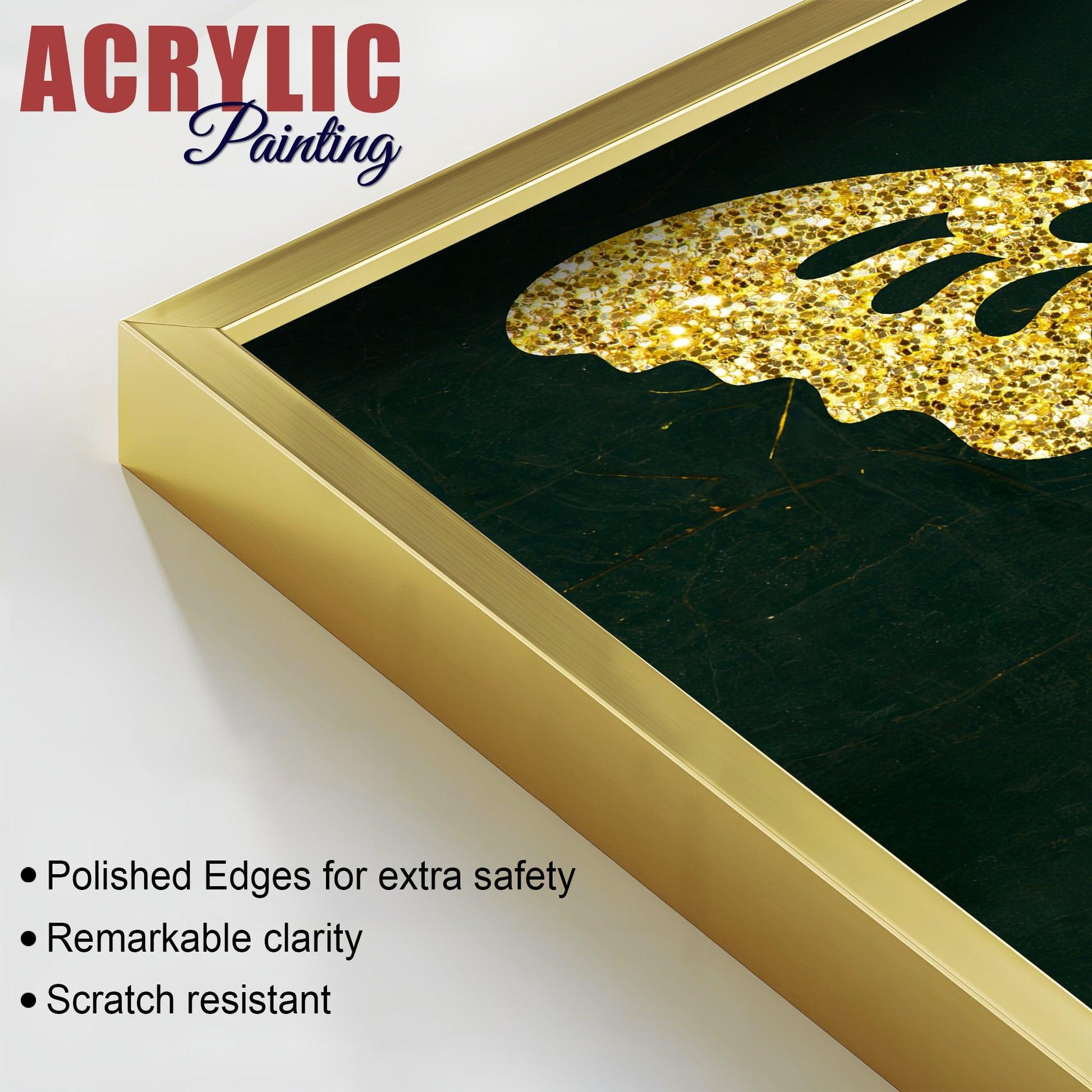 Golden Sparkling Butterfly Acrylic Floating Wall Painting Set of - Decor Mantra 