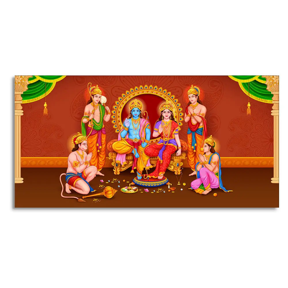 Lord Ram Darbar Canvas Wall Painting - Harshita Craft
