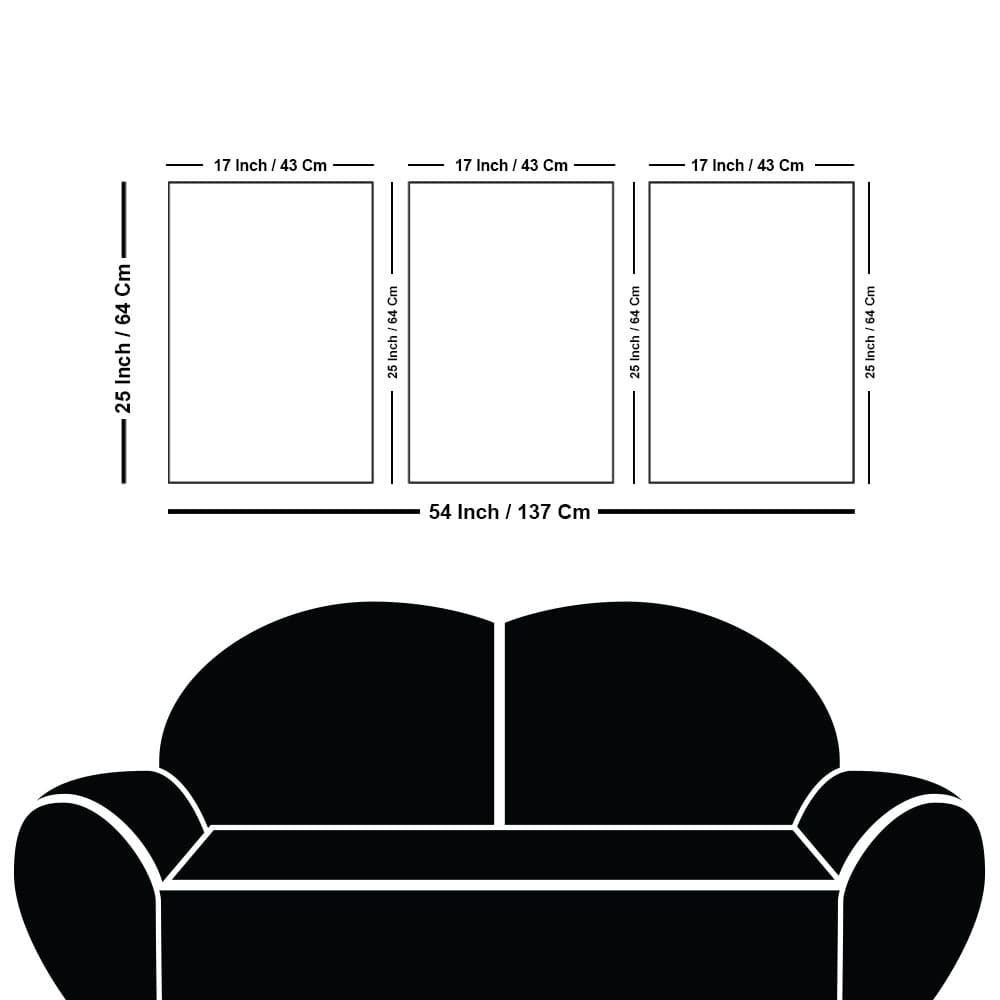 Beautiful Mountain Landscape with Trees Premium Floating Canvas Wall Painting Set of Three - Decor Mantra 