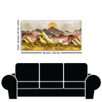 Golden Mountains and Birds Scenery Premium Canvas Wall Painting Decor Mantra