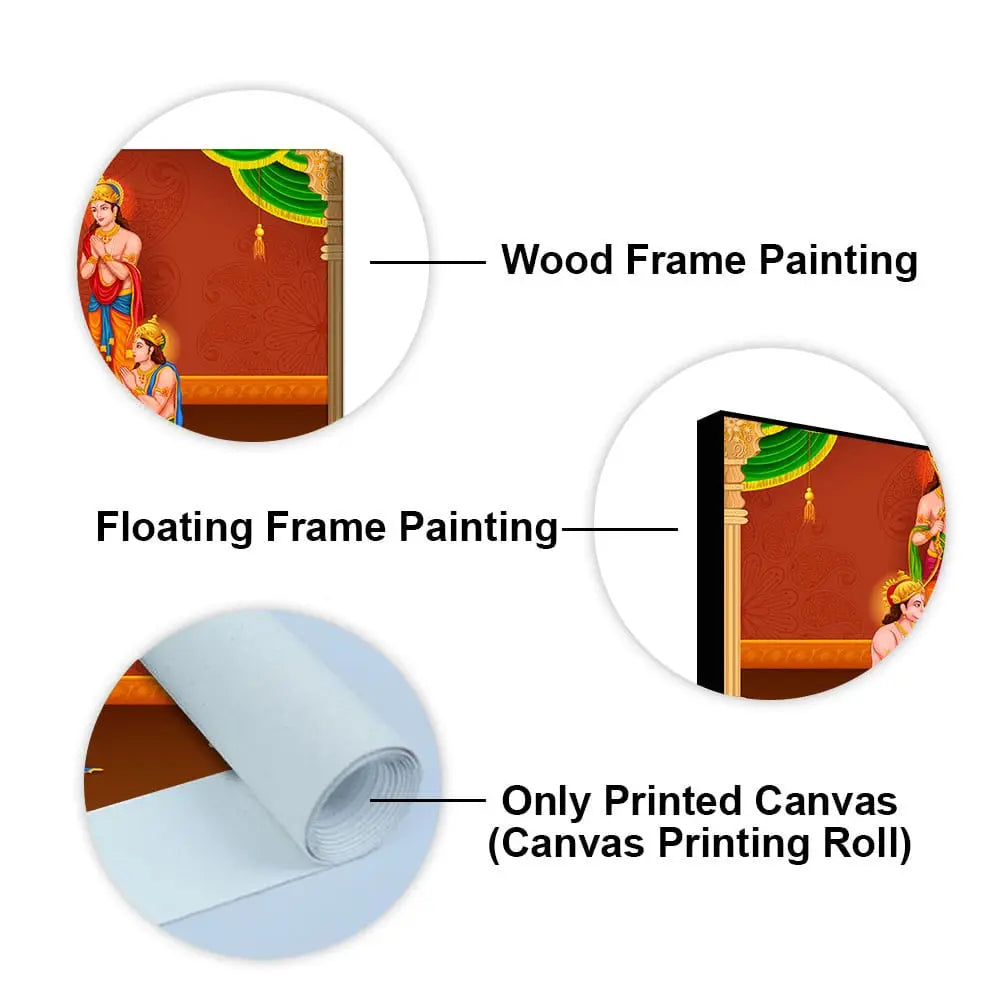 Lord Ram Darbar Canvas Wall Painting - Harshita Craft