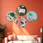 Pichwai Floral Print Porcelain Wall Plate - Harshita Craft