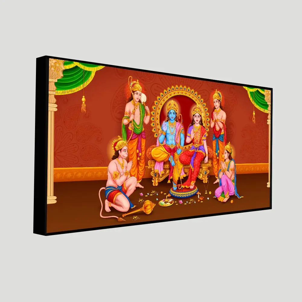 Lord Ram Darbar Canvas Wall Painting - Harshita Craft