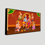 Lord Ram Darbar Canvas Wall Painting - Harshita Craft