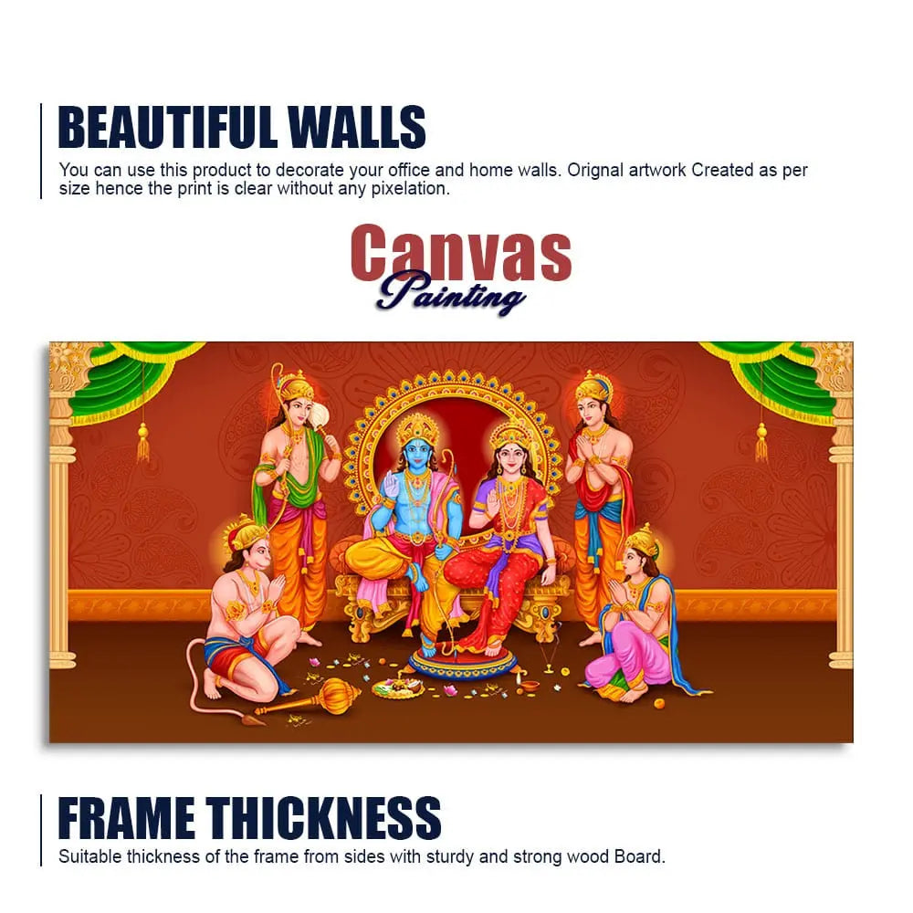 Lord Ram Darbar Canvas Wall Painting - Harshita Craft