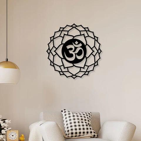 Om With Flower Metal Wall Art - Decor Mantra 
