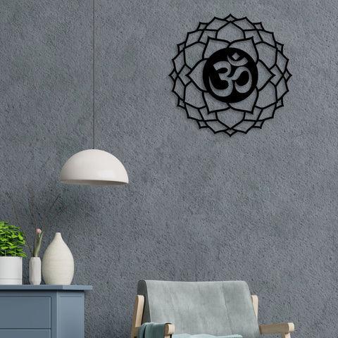 Om With Flower Metal Wall Art - Decor Mantra 