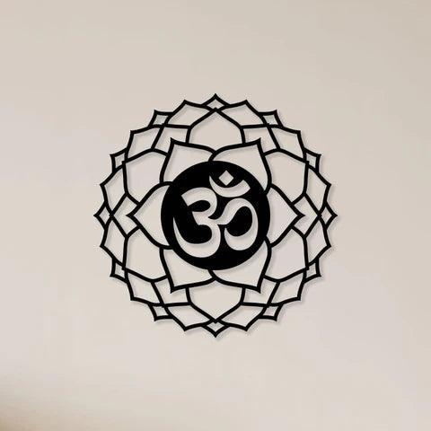 Om With Flower Metal Wall Art - Decor Mantra 