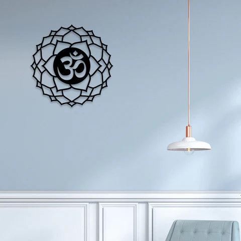 Om With Flower Metal Wall Art - Decor Mantra 