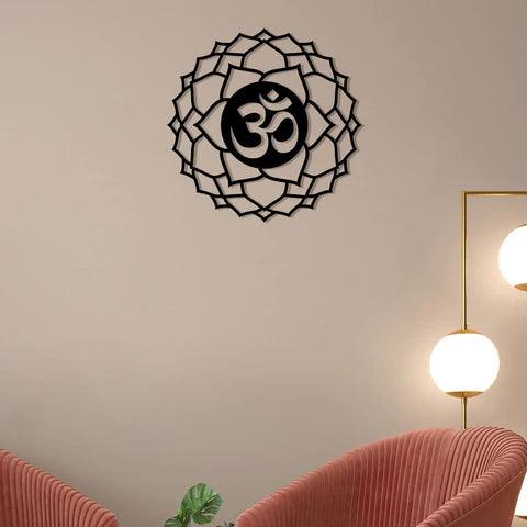 Om With Flower Metal Wall Art - Decor Mantra 