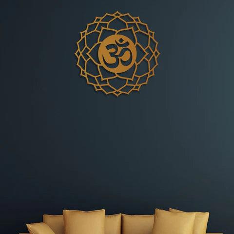 Om With Flower Metal Wall Art - Decor Mantra 
