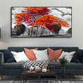 Orange Color Peacock Flowers Tree Premium Wall Painting DECORMANTRA