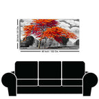Orange Color Peacock Flowers Tree Premium Wall Painting DECORMANTRA